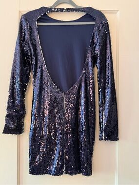 superdown Iridescent Navy Sequin Party Top (* Sold Out on Revolve)